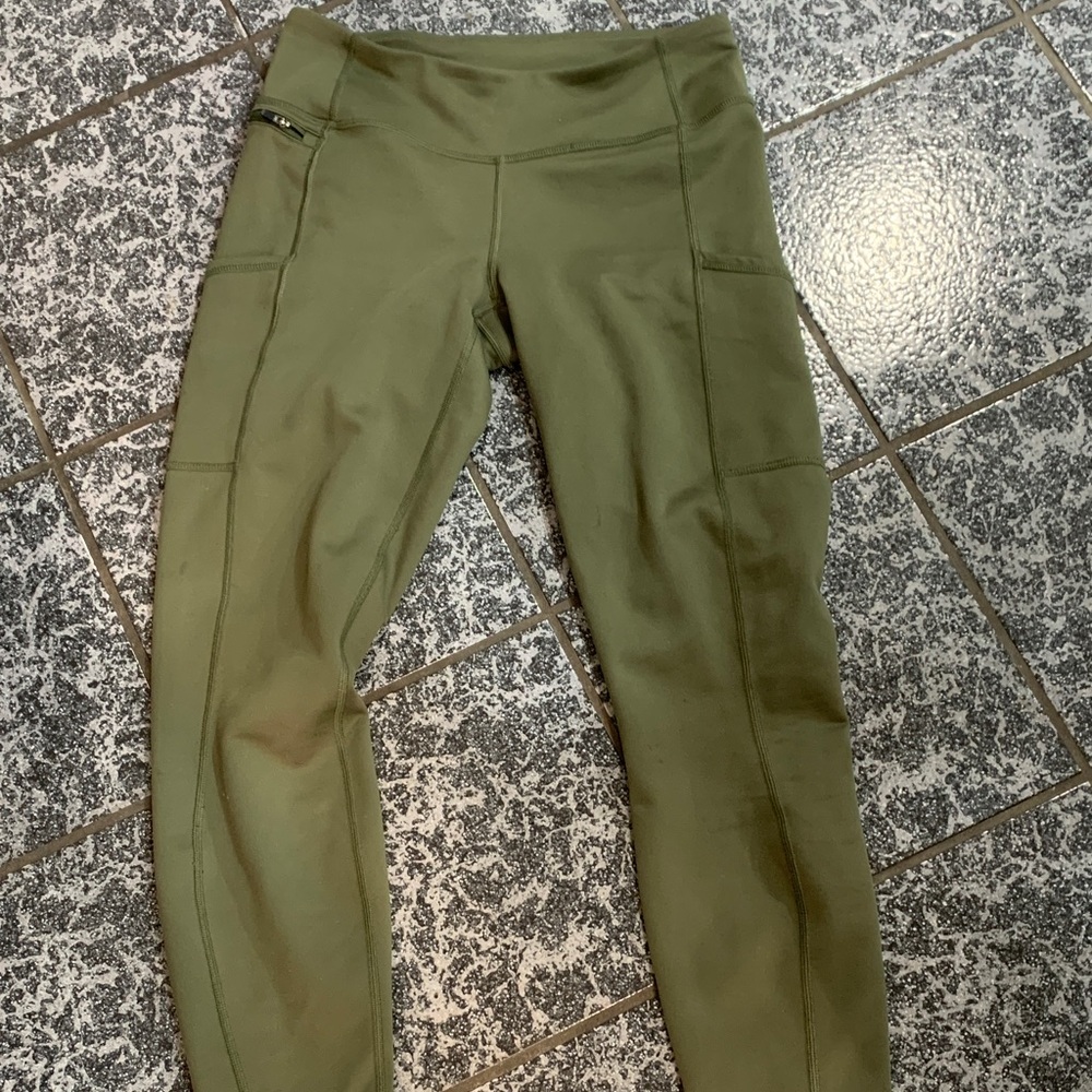 Olive Green High-Waisted Leggings